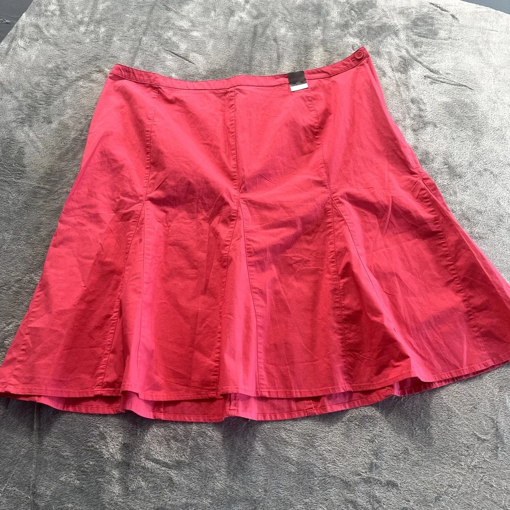 Venezia Lane Bryant Pink Coral Paneled Midi Skirt 18 Side Zip Stretch Flare